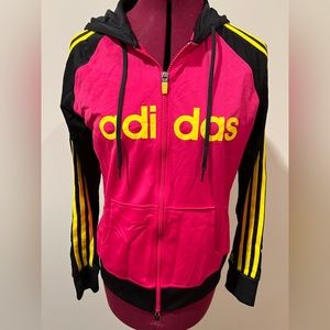 Adidas Women’s Full Zip Hoodie | Pink, Black, & Yellow